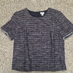 J. Crew Women's Textured Black and Gray Tee